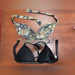 Old Navy Black and Camouflage Bikini Tops size ladies medium